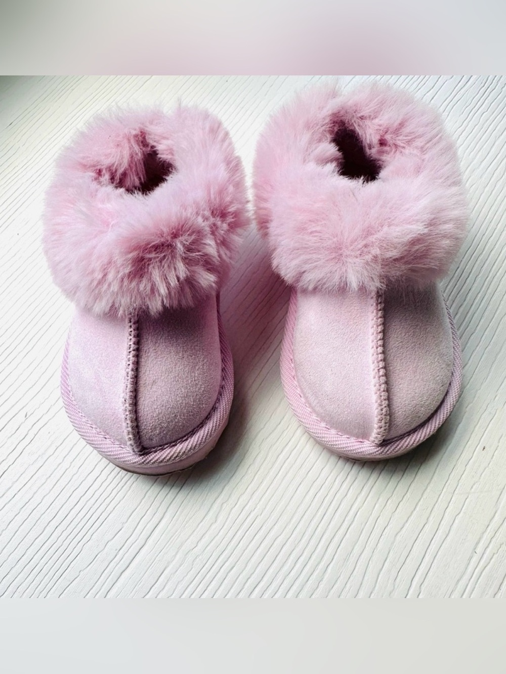Cat & Jack Pink Faux-Fur Slip-On Booties for Kids